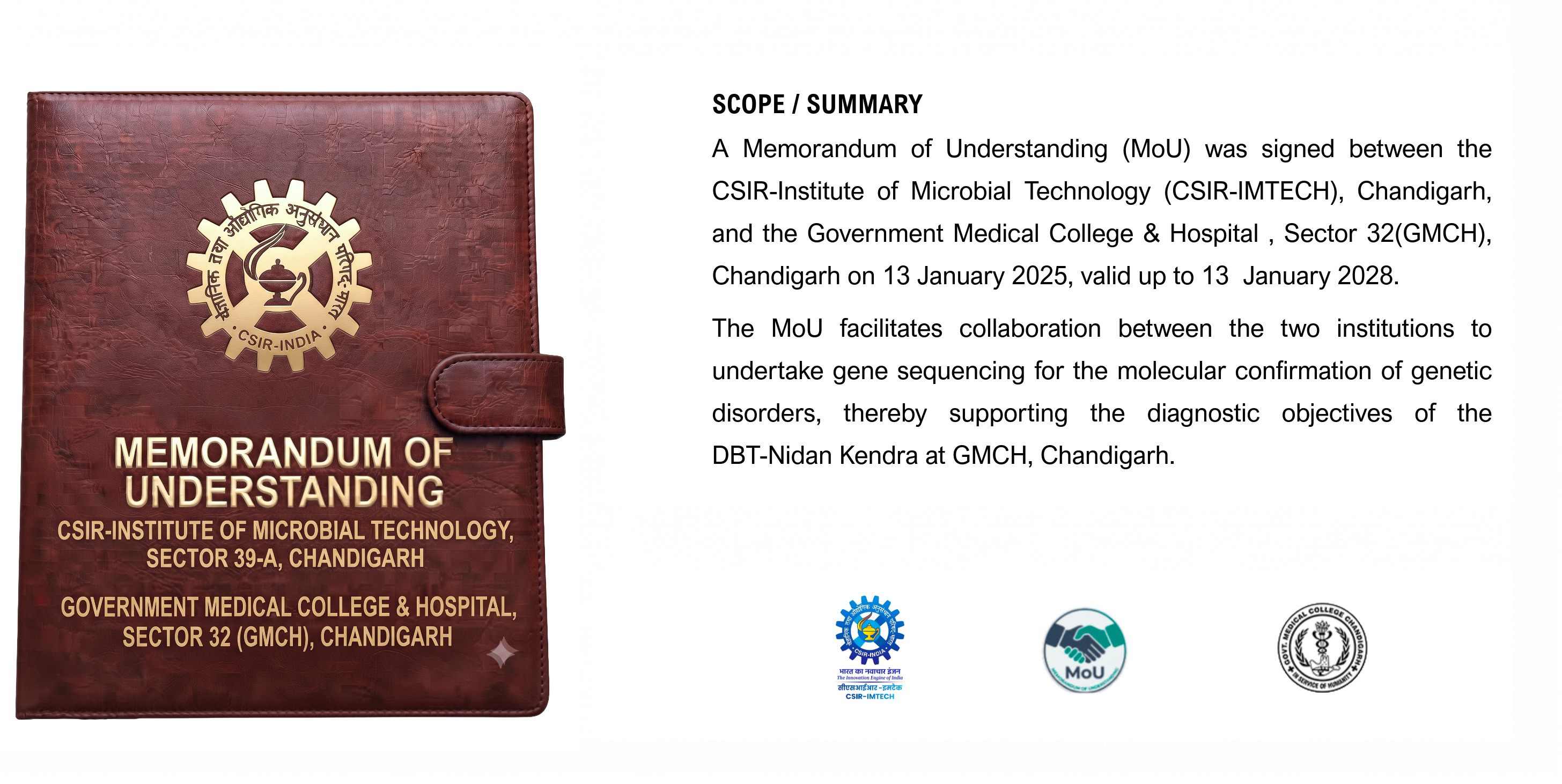 MOU signing with Government Medical College & Hospital , Sector 32(GMCH), Chandigarh